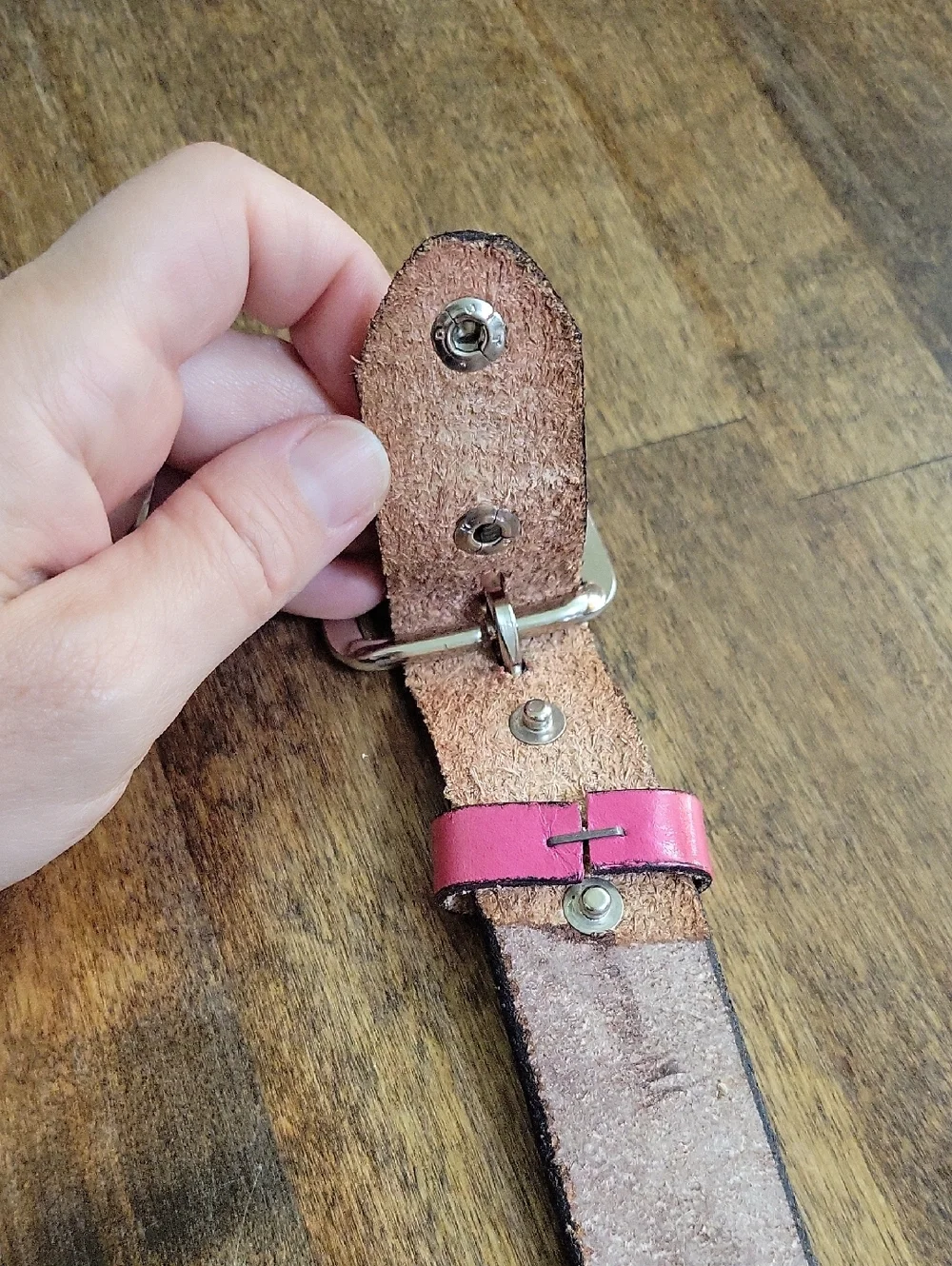 Tooled Red Leather Kid Belt Size 25 Removable Buckle